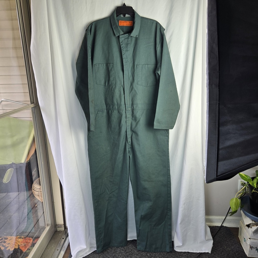 Vintage 80s Engineered Work Garments Mechanic Coveralls Mens 48 Green USA